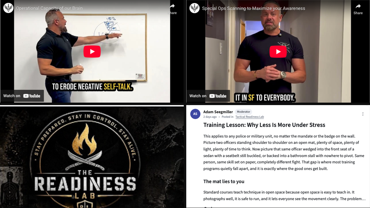 Inside the Tactical Readiness Lab member community, including a recent training lesson from Adam Seegmiller